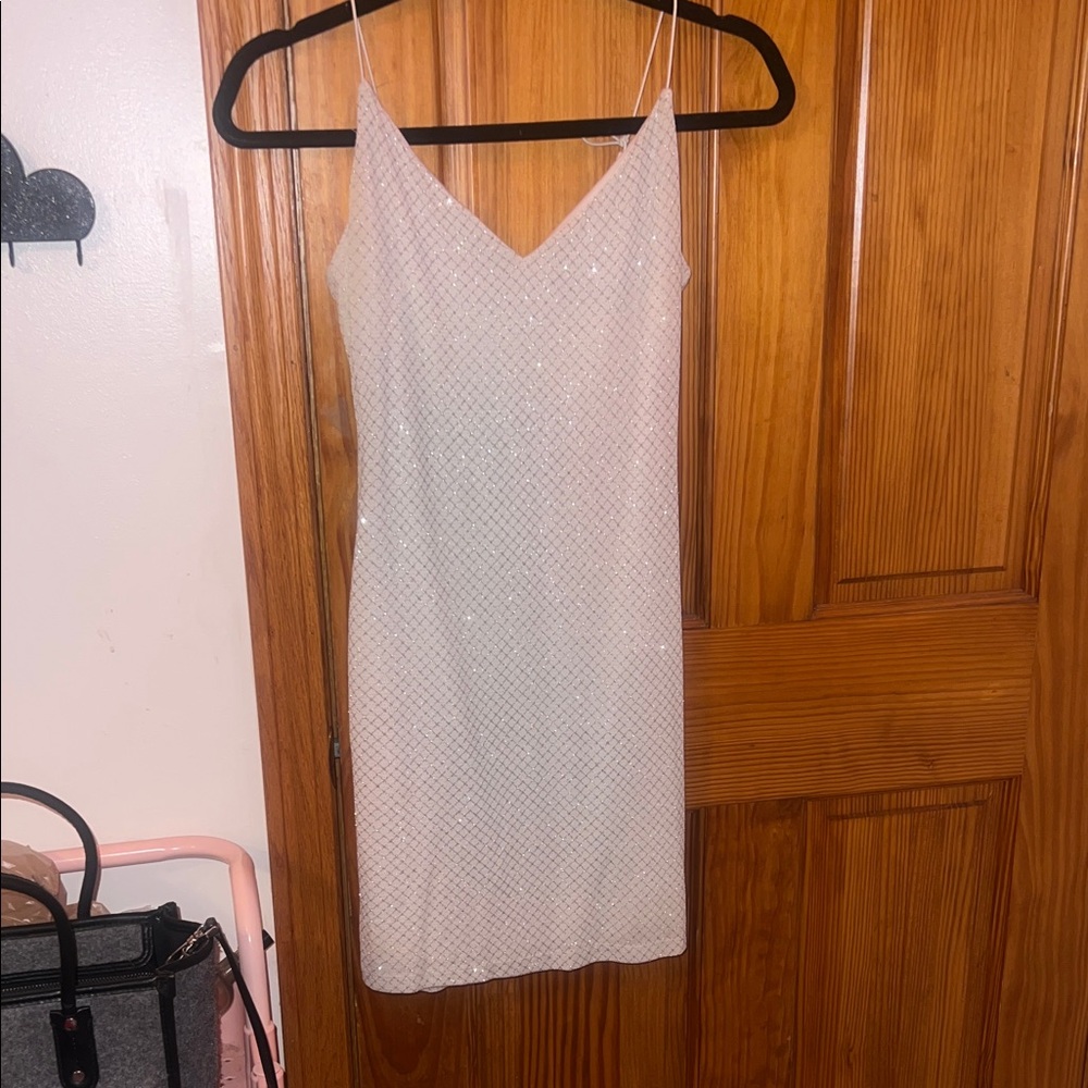 B Darlin White Sequin Mini Dress